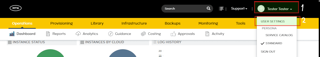 Open the dropdown beside your name and select User Settings