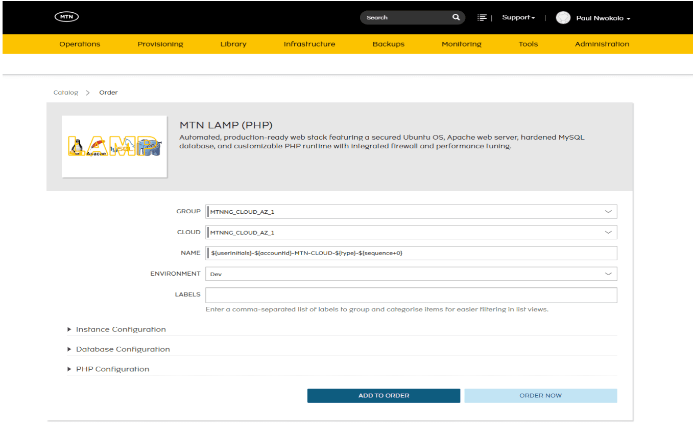 The deployment order form.