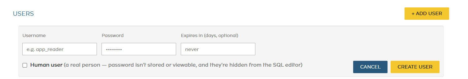 Add User wizard