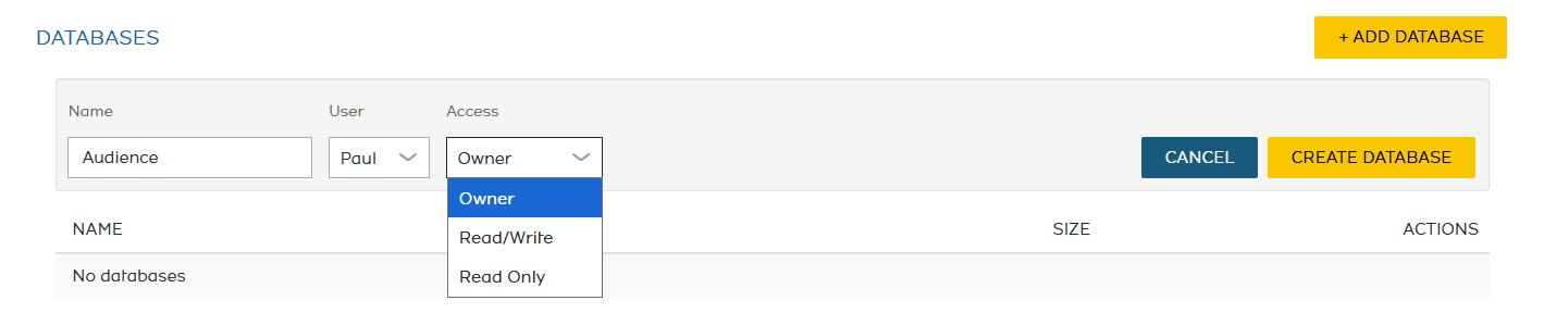 Add Database wizard