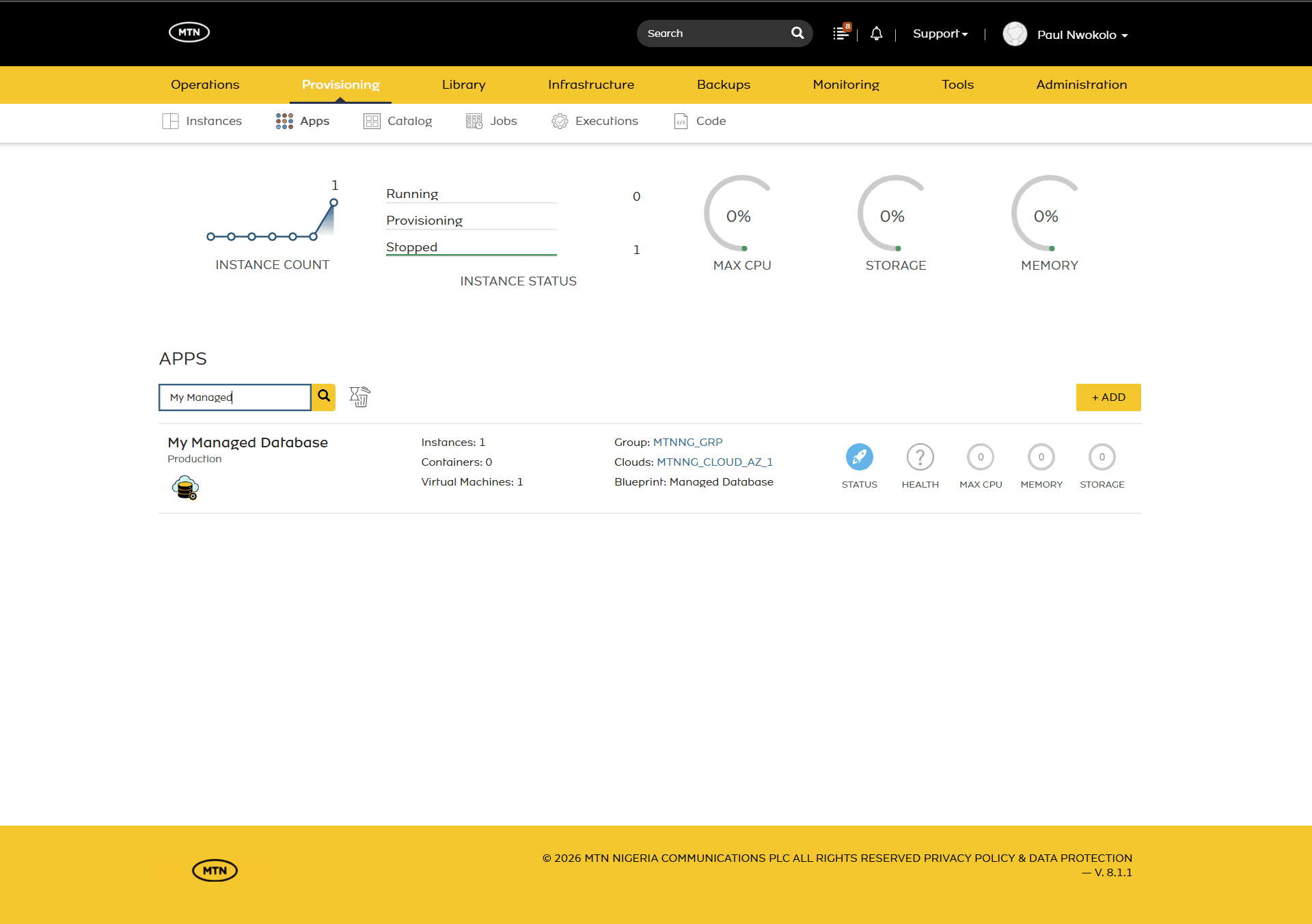 Navigate to Provisioning > Apps