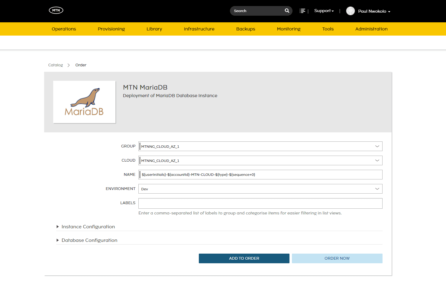 The provisioning Catalog