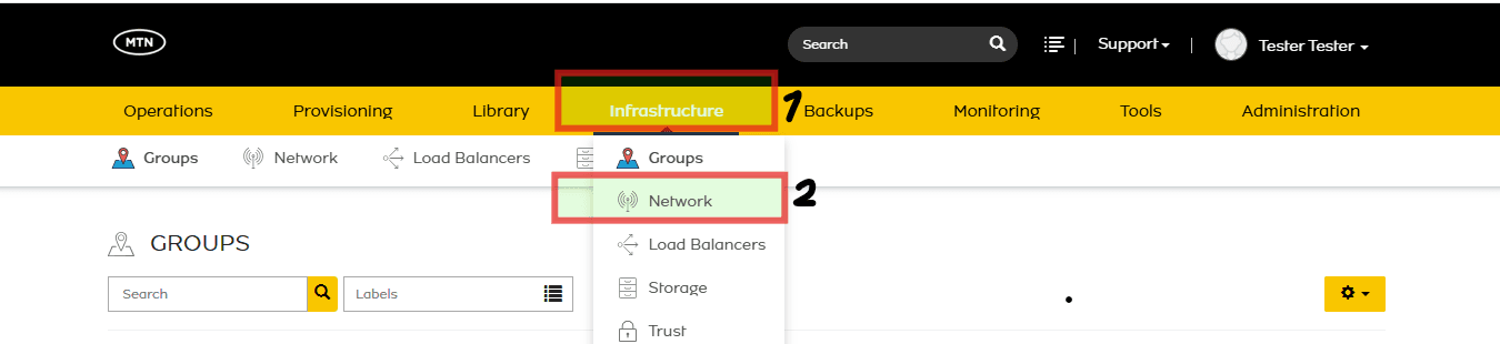 Navigate to Infrastructure > Network > Security Groups