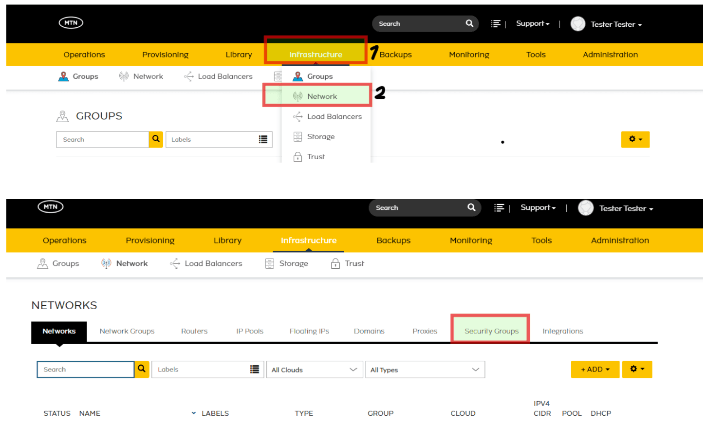 Navigate to the Security Groups Tab