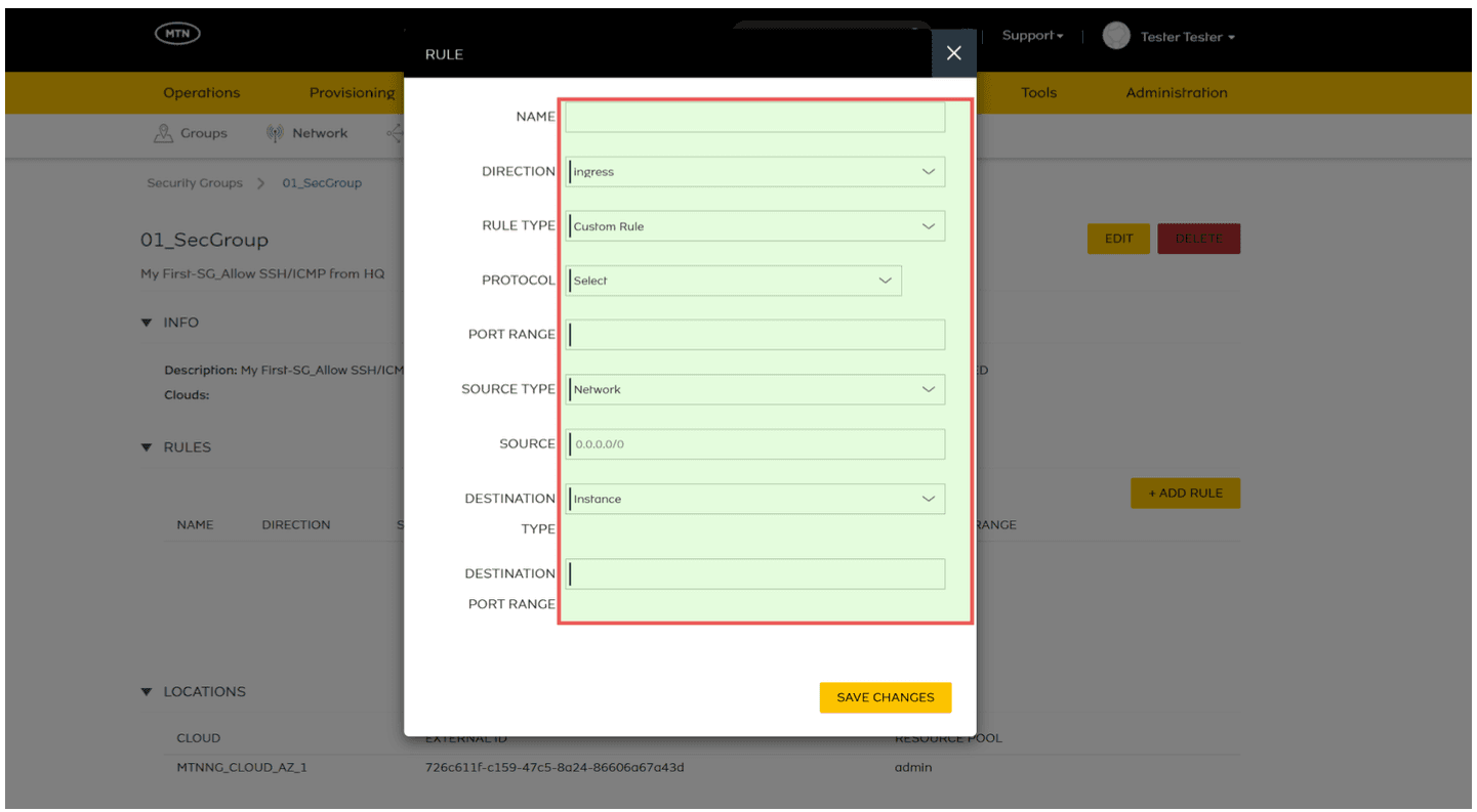 Configuring Ingress/Egress rules