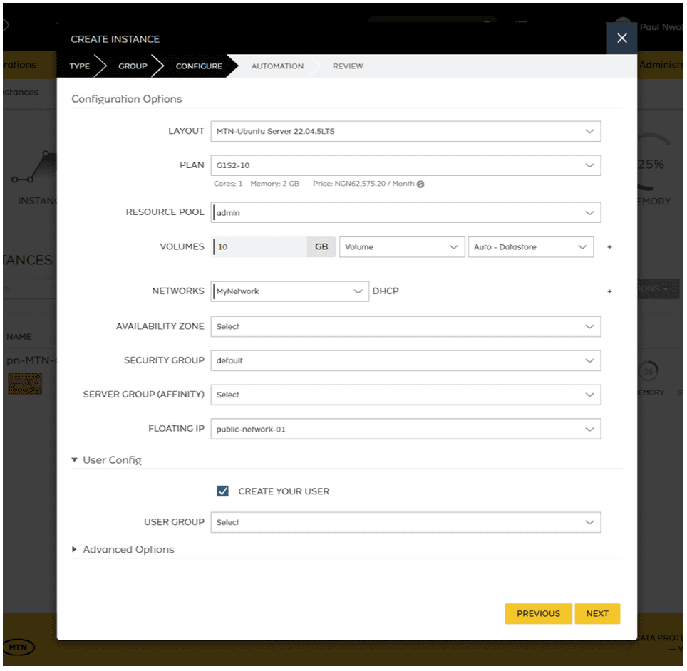 Configure compute and network settings