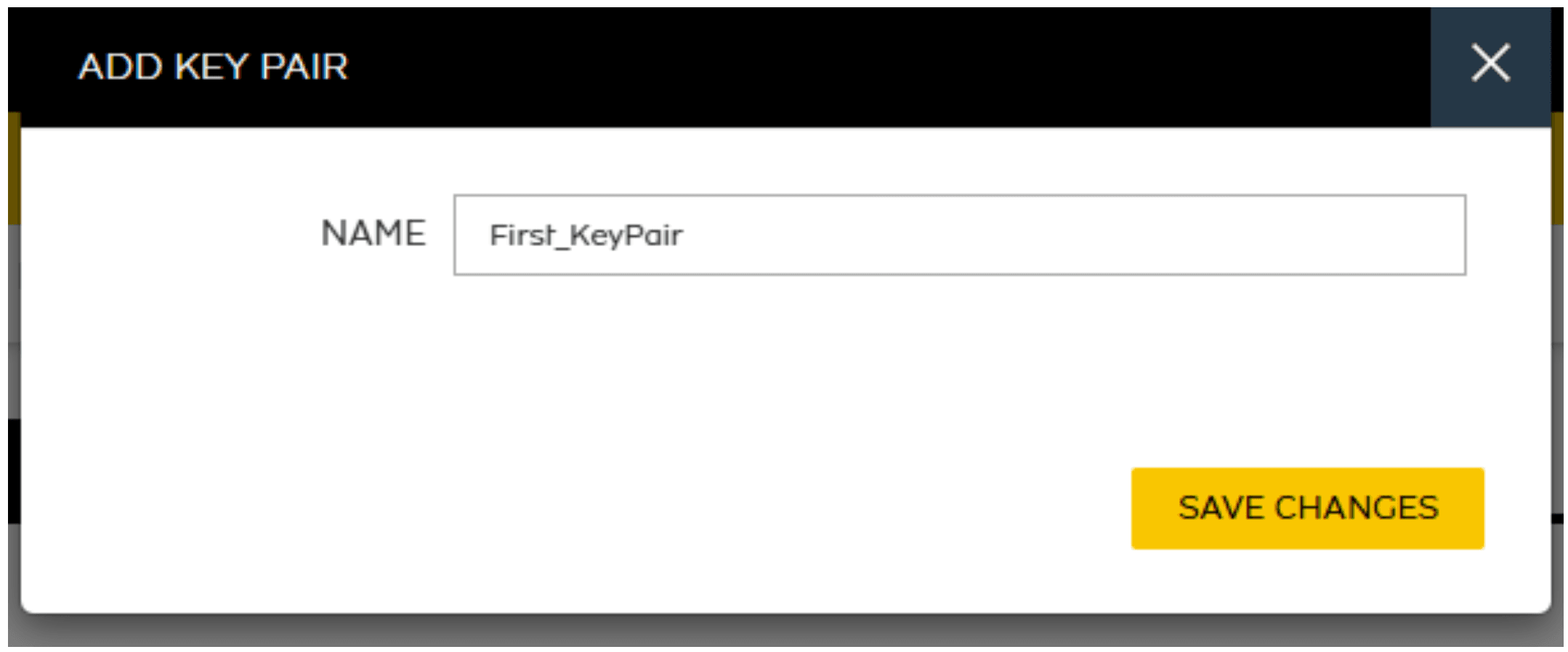 Select Generate Key Pair and assign a name