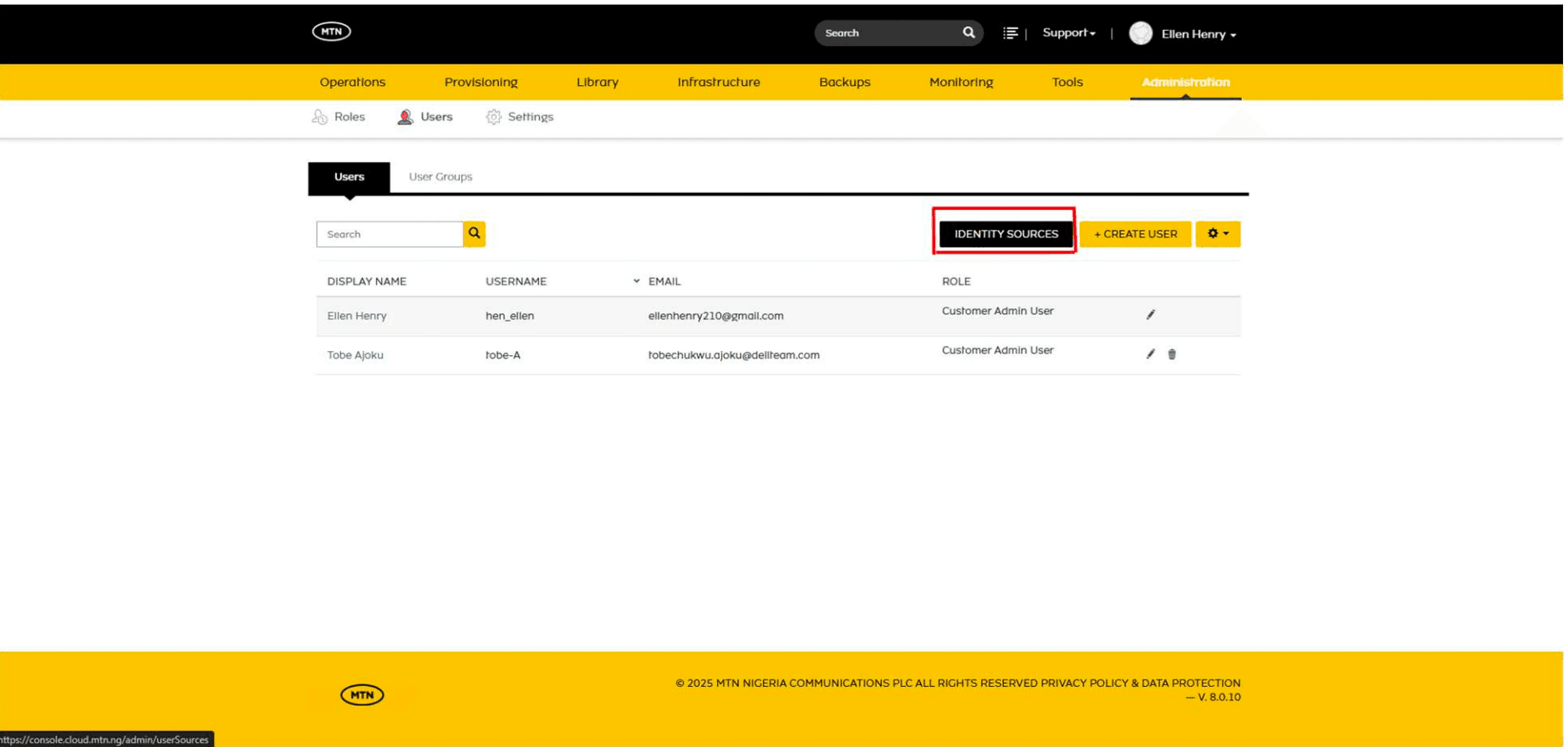 Navigation to Administration Users