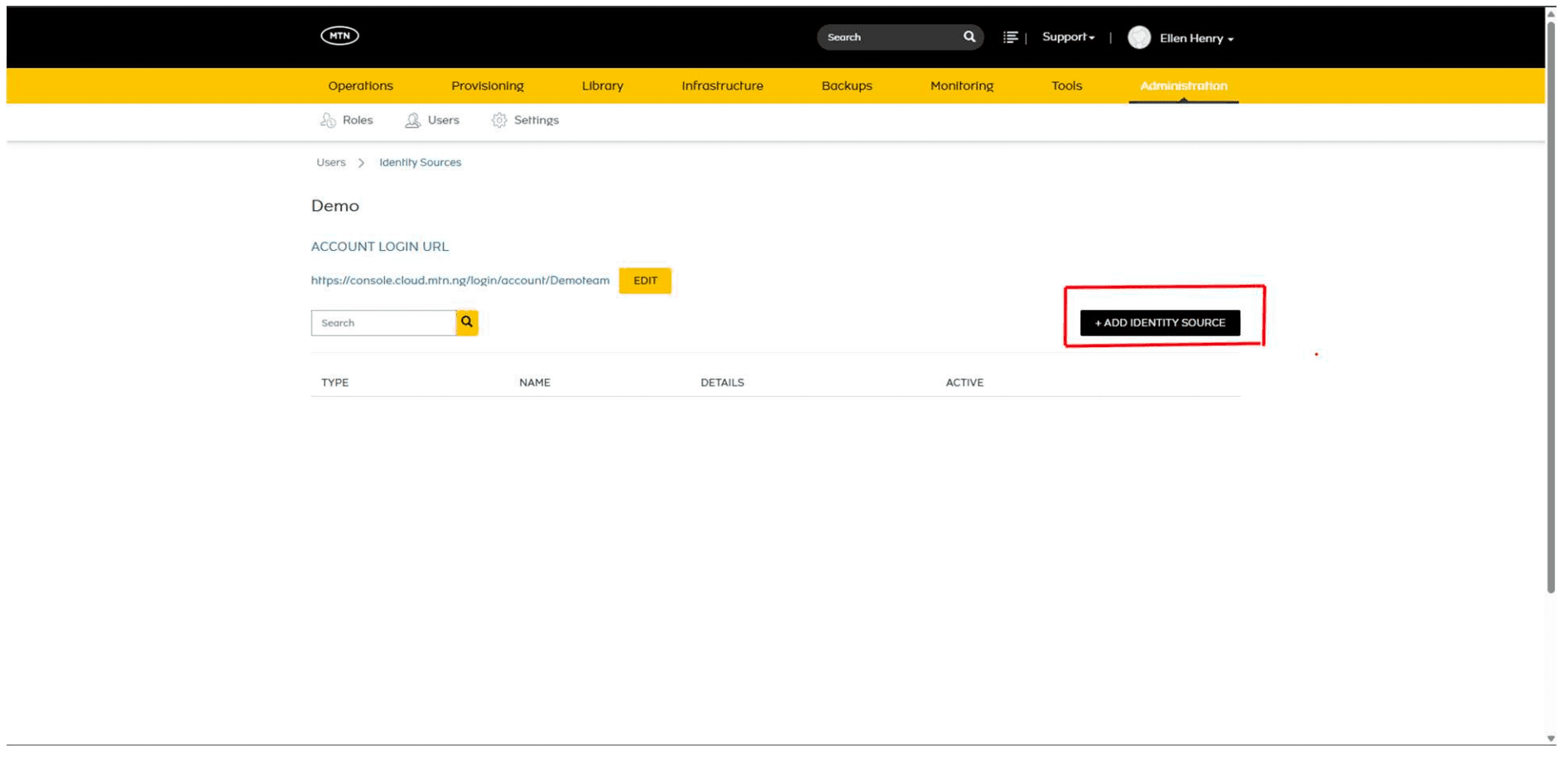 Add Identity Source Button
