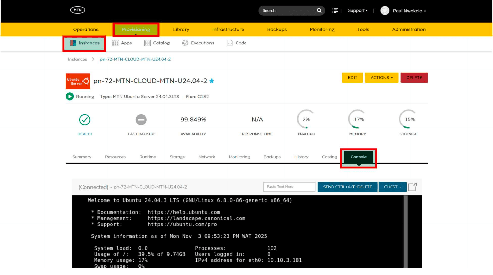 Identify New Volume in Console