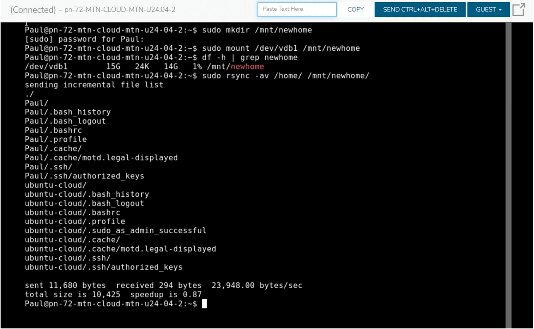 Copying home data output