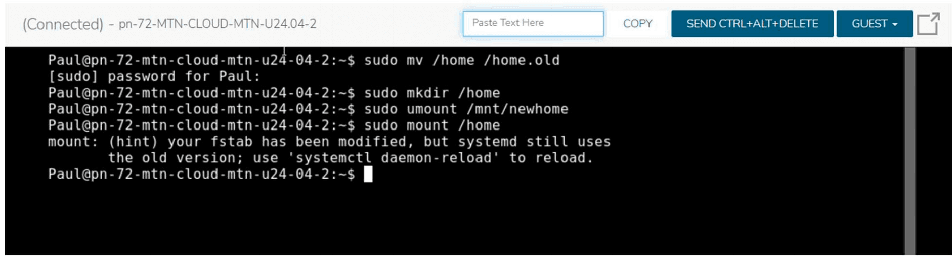 Final switch commands and output