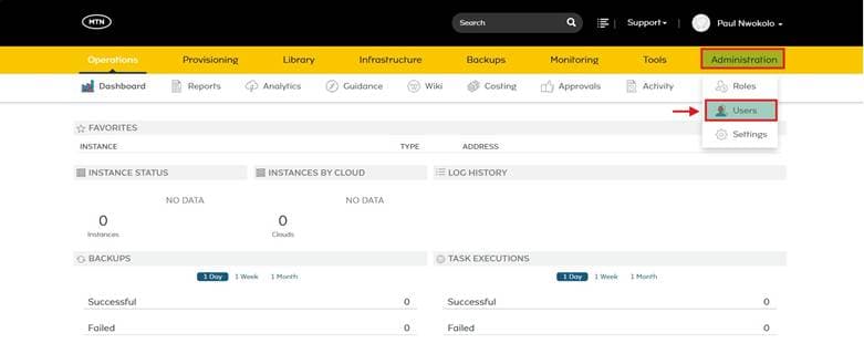Navigate to Users in the MTN Cloud administration area