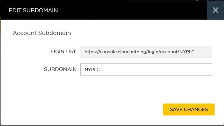 Save changes action after updating the account subdomain