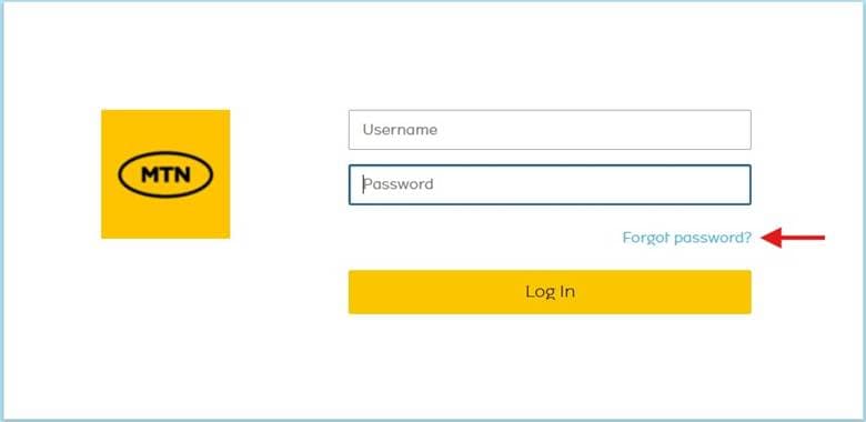 Forgot Password button on the login screen